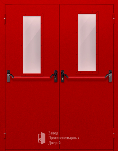 Фото двери «Двупольная с стеклом и антипаникой (красная)» в Талдому