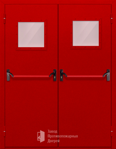 Фото двери «Двупольная со стеклопакетом и антипаникой (красная)» в Талдому