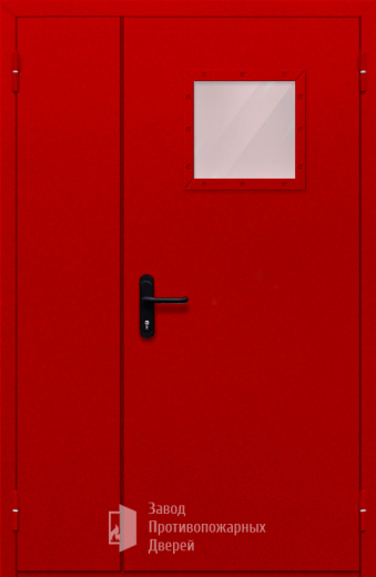 Фото двери «Полуторная со стеклопакетом (красная)» в Талдому