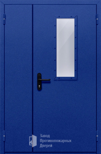Фото двери «Полуторная со стеклом (синяя)» в Талдому