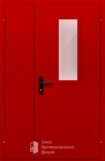 Фото двери «Полуторная со стеклом (красная)» в Талдому