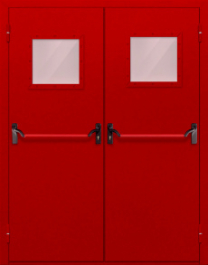 Фото двери «Двупольная со стеклопакетом и антипаникой (красная)» в Талдому