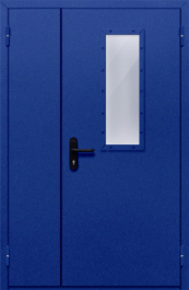 Фото двери «Полуторная со стеклом (синяя)» в Талдому