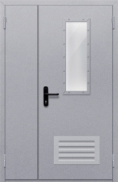 Фото двери «Полуторная со стеклом и  решеткой» в Талдому
