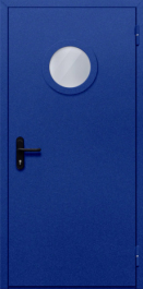 Фото двери «Однопольная с круглым стеклом (синяя)» в Талдому
