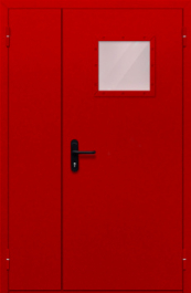 Фото двери «Полуторная со стеклопакетом (красная)» в Талдому