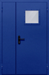 Фото двери «Полуторная со стеклопакетом (синяя)» в Талдому